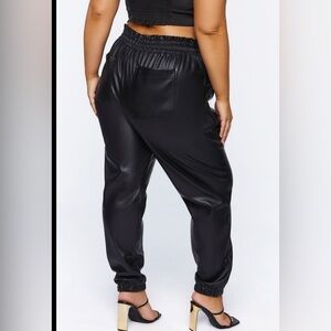 Forever 21 faux leather pants, baggy, cinched at the ankles, in great condition